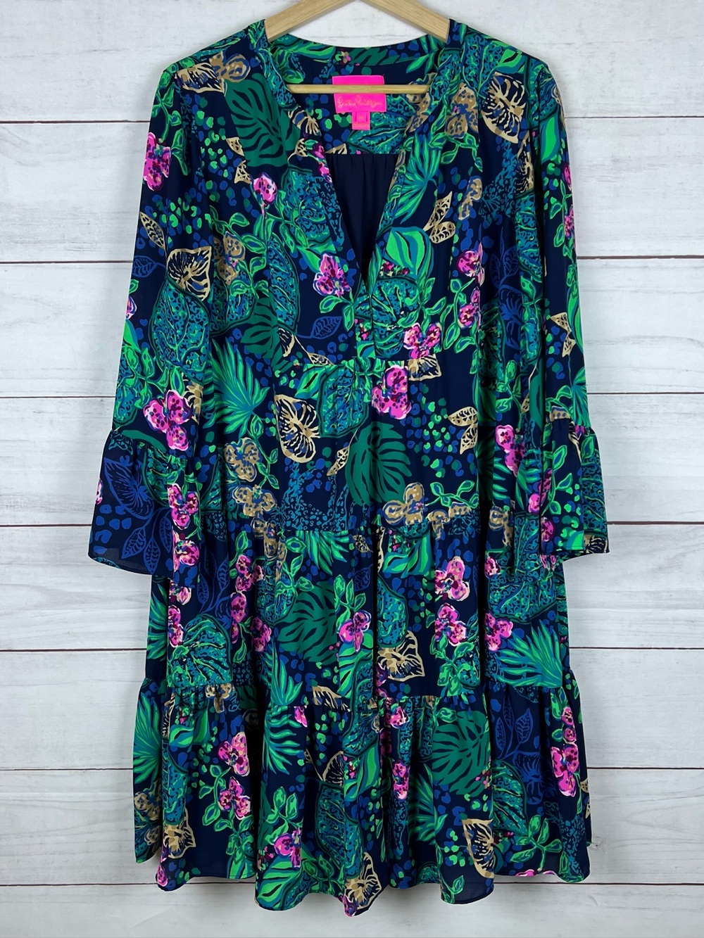 Lilly Pulitzer Gabriel Tunic Dress Low Tide Navy Life of the Party Size 14